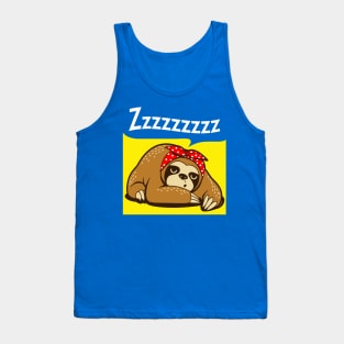 Cute Sleeping Lazy Sloth  Procrastination We Can Do It Vintage Meme Tank Top